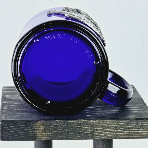 Vintage Cobalt Blue Pewter Flower Watering Pot Coffee Tea Hot Drink Mug, 10 Oz. - Picture 9 of 10